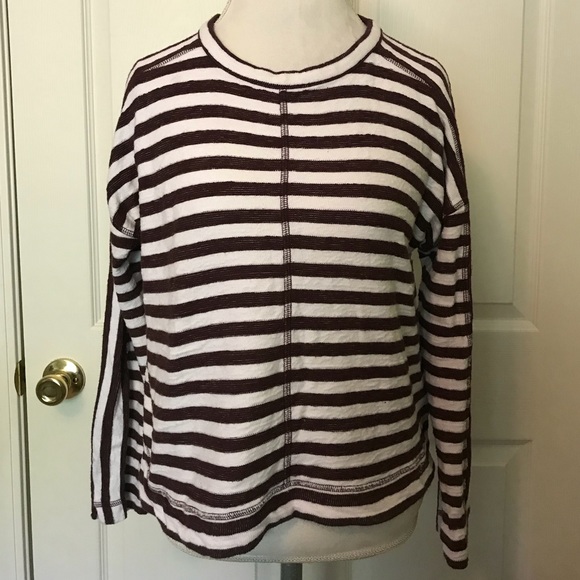 Madewell Tops - Madewell Maroon/White Striped Top
